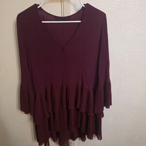 Zara Burgundy Layered Ruffle Dress